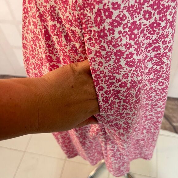 Old Navy NWT Pink White Floral Sleeveless Linen Blend Cami Mini Sundress Medium - Picture 4 of 10